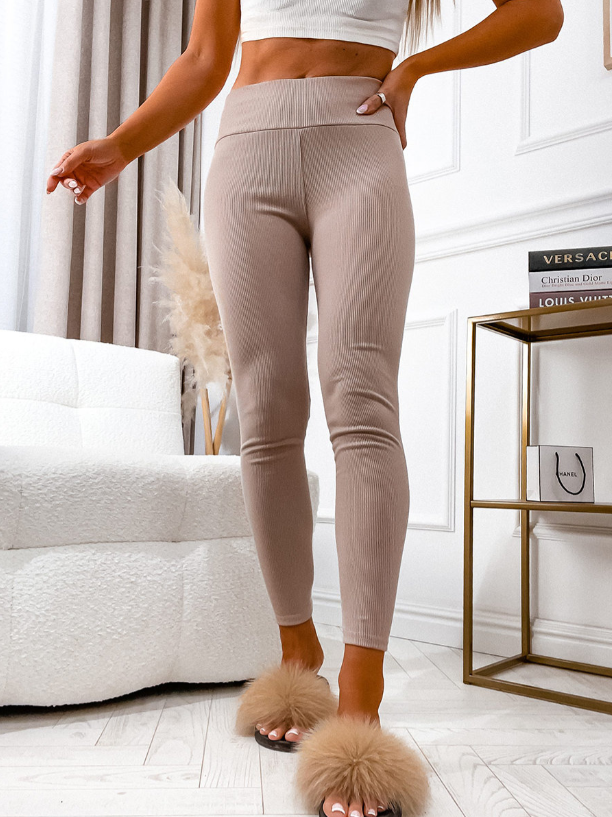 Leggins de punto canalé, Capuccino
