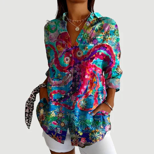 Hajnalka - Blusa con diseño colorido